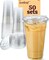 Clear Plastic Cups with Sip-Lids, 24 oz 50 Sets - Disposable Iced Coffee Cups for Smoothie, Milkshake, Cold Drinks